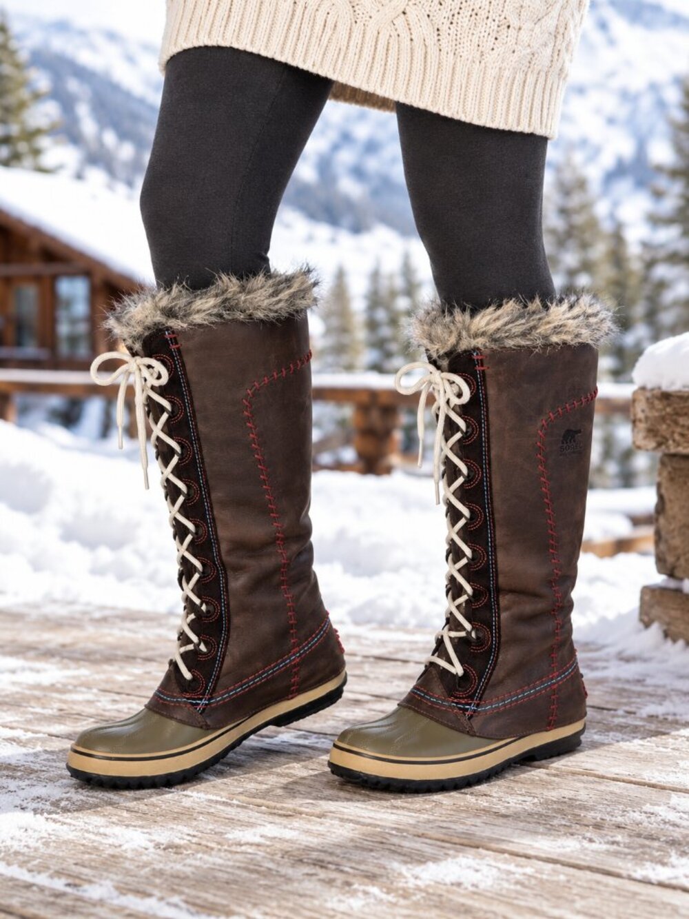 Sorel Cate The Great Tall Winter Boots Brown Whipstitch 8.5 Waterproof Rare
